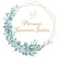 Nálepka na prijímanie Prvé sväté prijímanie Eukalyptus Boho Dekorácia 10cm