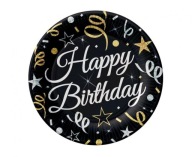Papierové taniere Happy Birthday 18 cm, 6 ks