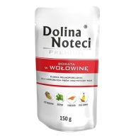 DOLINA NOTECI Prémiové mokré krmivo pre psov bohaté na hovädzie mäso, 150g vrecúško