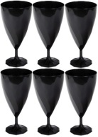 Plastové poháre na víno, ČIERNA, 200 ml, 6 kusov, opakovane použiteľné