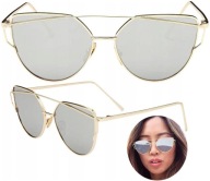Zlaté glam cat eye metalické dámske boho okuliare UV400 SLR Gold