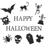 Halloween ozdoby Dekorácie Set nápisy figúrky