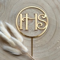 IHS v leme kruhu Communion Communion Topper Zlaté PLEXI zrkadlo