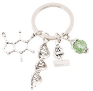 Prívesok na kľúče strieborný prívesok na kľúče CHEMICKÝ LABORATORNÝ DNA MICROSKOP