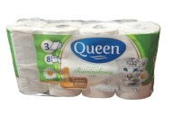 Toaletný papier Queen harmanček 8 ks 3-vrstvový Biely 8 roliek