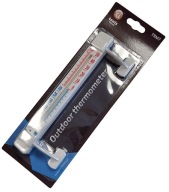 Plastový okenný teplomer z PVC, 21 cm, biely