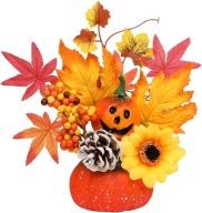 Dekorácia ornament Jesenná Halloween tekvica javorové listy mix žalude