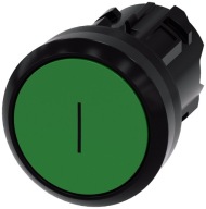 Tlačidlo 22mm, okrúhle, zelený materiál, nápis a ploché, samovratné 3