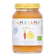 AM-AM Bezlepkové jedlo z mrkvy a kuracieho mäsa od 5 mesiacov (190g) - BIO