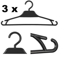 3 x vešiak na šaty čierne univerzálne 31 cm