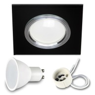 SET SQUARE GLASS svietidlo BLACK +LED GU10 7W