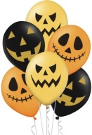 LATEXOVÉ BALÓNY MIX HALLOWEENSKÉ TEKVINY Strašidelná čierna oranžová 6 ks.