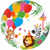 Papierové taniere ANIMALS Jungle Safari Zoo Birthday Party 23cm 8ks.