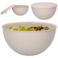 PLASTOVÁ kuchynská misa s pokrievkou, béžová, 6L, 29 cm, na šaláty, chipsy