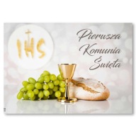 Plagát Prvé sväté prijímanie IHS kalich chleba