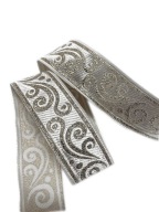 BOHO ETHNO DEKORAČNÁ STUŽKA 32 MM STRIEBORNÁ