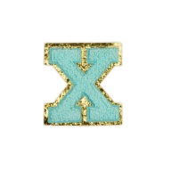 PATCH LETTER X, veľká aplikácia, trblietky ix cyan