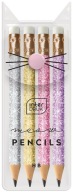 4x MINI ceruzka s gumou HB MINI GLITTER MEOW GLITTER