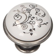 Nábytková kľučka GAMET GP19, nikel/porcelán WHT-12