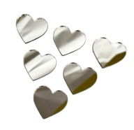 Hearts Hearts svadobné dekory 6 kusov 3cm Strieborné zrkadlo PLEXI