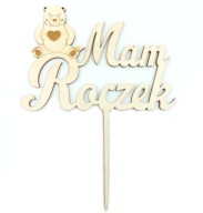 Mám ročného s medvedíkom, prvé narodeniny topper, 14 cm