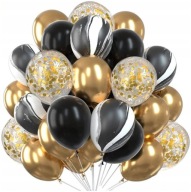 Balóniky Black Gold 60 ks Svadobný svadobný narodeninový párty set