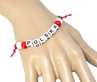 Náramok z korálikov POĽSKO Bielo-červený vlastenecký vejár