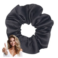 SATIN scrunchies gumička do vlasov, čierna, BEZPEČNÁ, matná froté, POHODLNÁ