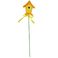 DREVENÉ KRMÍTKO, žlté, ozdobný ornament