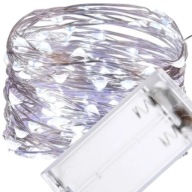 LED LAMPY DRÔT NA DEKORACIU BATERII GARLAND STUDENÁ BIELA ​​FARBA 20 LED