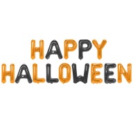 Fóliové balóny s nápisom Happy Halloween, čierno-oranžové