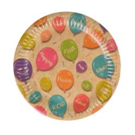 Papierové taniere Kraft Balloon 18cm 12ks eko