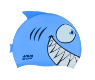 Detská silikónová plavecká čiapka do bazéna Aqua-Sport Junior Shark Blue