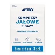 Sterilné gázové obklady 5 cm x 5 cm APTEO 3 kusy