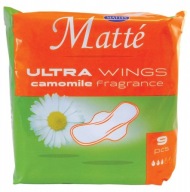 Matné ultra camomile hygienické vložky s harmančekom s krídelkami, 9 ks