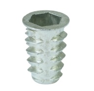 10x nástrčná oceľová nábytková vložka M10 x 25 mm skrutkovaná do dreva, typ DC