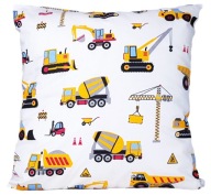 Obliečka na vankúš bager autožeriav vozidiel 40x40 biela bavlna pre deti