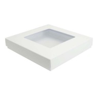 Krabička na karty s okienkom, biela, 15x15x2,5