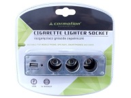 Trojitý rozbočovač cigaretového zapaľovača 12/24V s USB 500 mA