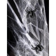 Biela pavučina 2 pavúky 60 g Halloweenska dekorácia dekorácie