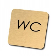zlatá informačná tabuľa, nápis WC