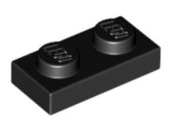 LEGO PLATE 1X2 ČIERNY Č. 3023 PRE 4 KS