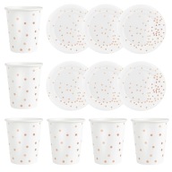 Sada šálok a tanierov Rose Gold Dots 12 ks