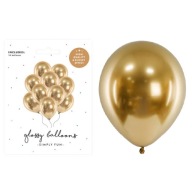 Lesklé balóny 30cm zlaté - 10 kusov, chrómované
