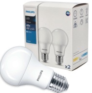 PHILIPS SET 2x E27 LED žiarovka 4,9W = 40W 4000K NEUTRÁLNA BIELA ​​470lm A60