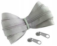Špirálová páska na zips 3 mm zips SVETLO SIVÁ 1 meter + 2 zipsy