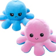 Maskot Octopussy 2v1, obojstranný plyš, plyšová hračka, medvedík so smajlíkom