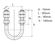 NK 41111A Záves na skrutku a luk h=140/M16