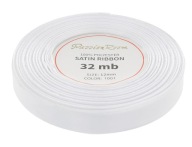 Saténová stuha na ozdobu svadobné prijímanie krstu 12mm 32mb biela
