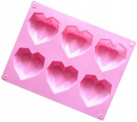 Silikónová forma na tortu 6 x Heart Diamonds Chocolates MF-017